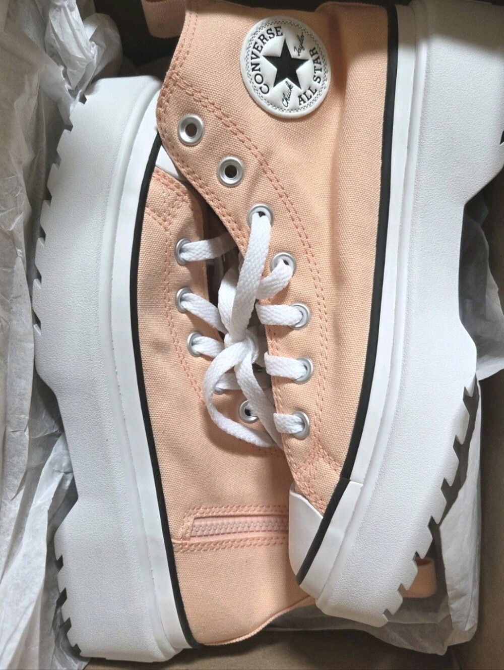 Converse Chuck Taylor All Star Platform HighTop Peach Canvas Zipper US Wmns 7.5 - Picture 6 of 12